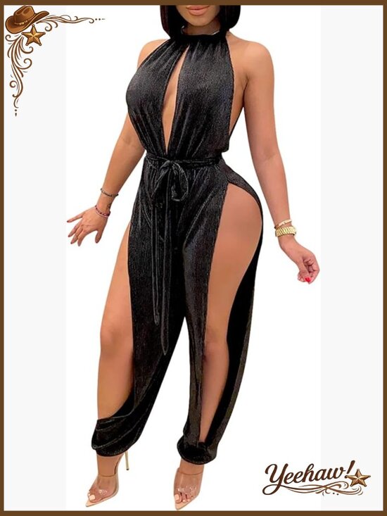 Pants - Stretchy Velvet Jumpsuit for Party Club Night Bodycon Fit